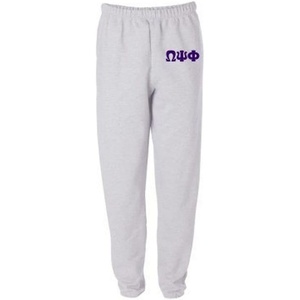Omega Psi Phi Greek Lettered Thigh Sweatpants(Light Grey)