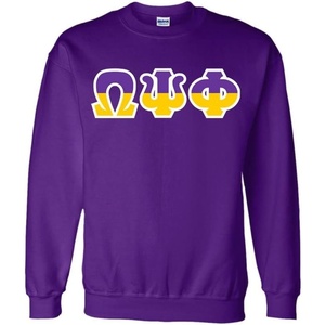 Omega Psi Phi Two Tone Greek Lettered Crewneck Sweatshirt(Purple)