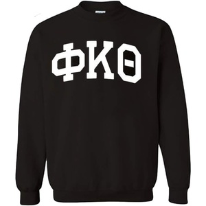 Phi Kappa Theta Arched Greek Letter Crewneck Sweatshirt Black(Black)