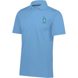 Sigma Chi Greek Crest Emblem Defer Polo(Pond Blue/White)