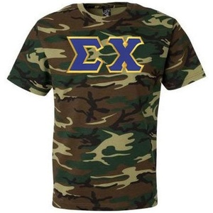 Sigma Chi Lettered Camouflage T-Shirts(Camouflage)