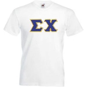 Sigma Chi Lettered V-Neck T-Shirts(White)