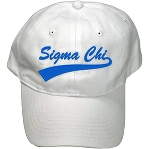 Sigma Chi Tail Baseball Hat White w/Royal Blue Imprint