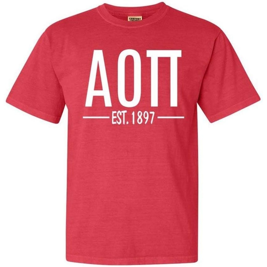 image:imageAlpha Omicron Pi Custom Greek Lettered Short Sleeve TShirtRed