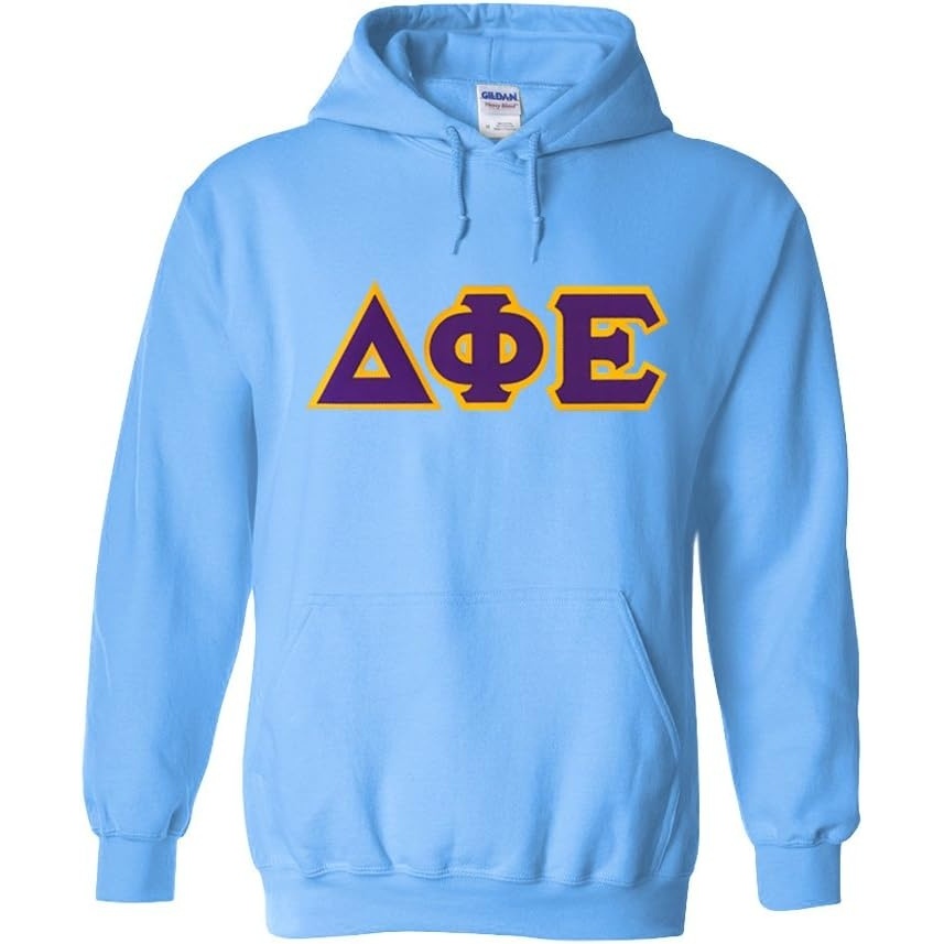 image:imageDelta Phi Epsilon Lettered Hooded SweatshirtLight Blue