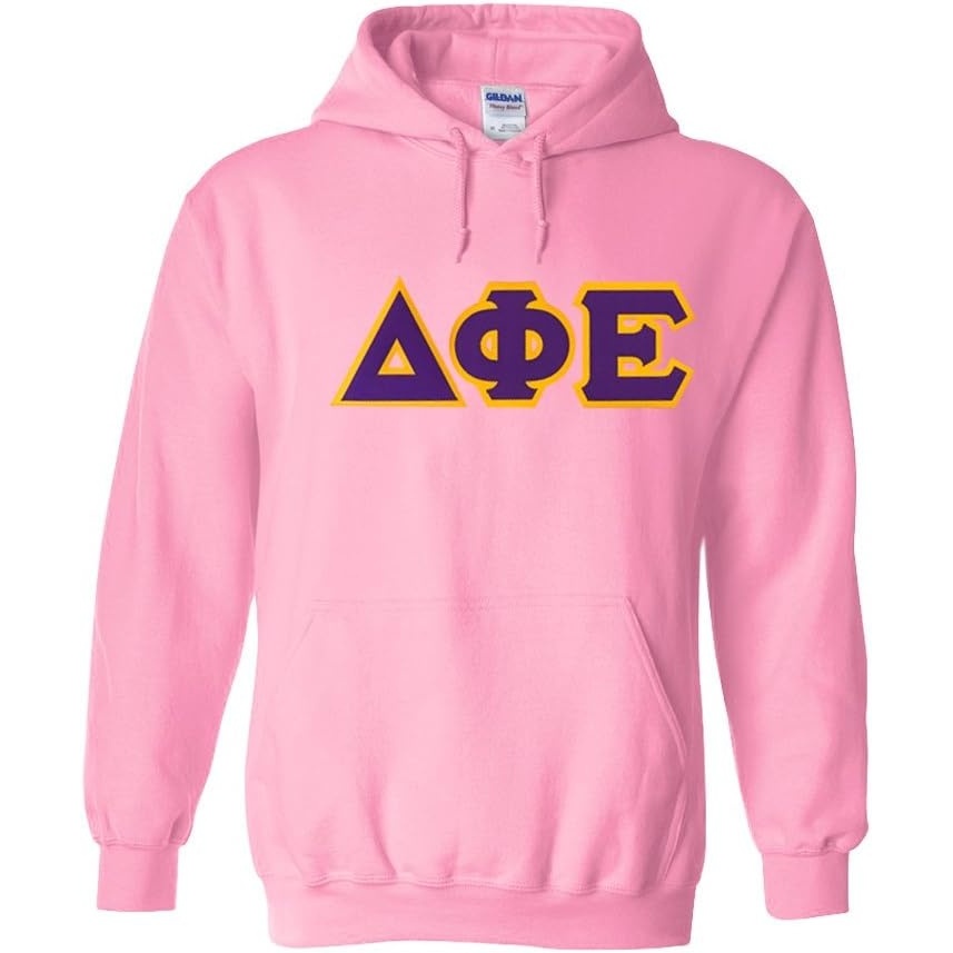 image:imageDelta Phi Epsilon Lettered Hooded SweatshirtLight Pink