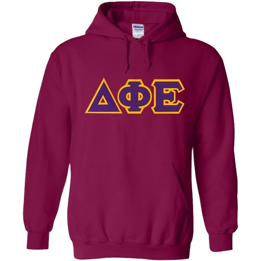 image:imageDelta Phi Epsilon Lettered Hooded SweatshirtMagenta Pink