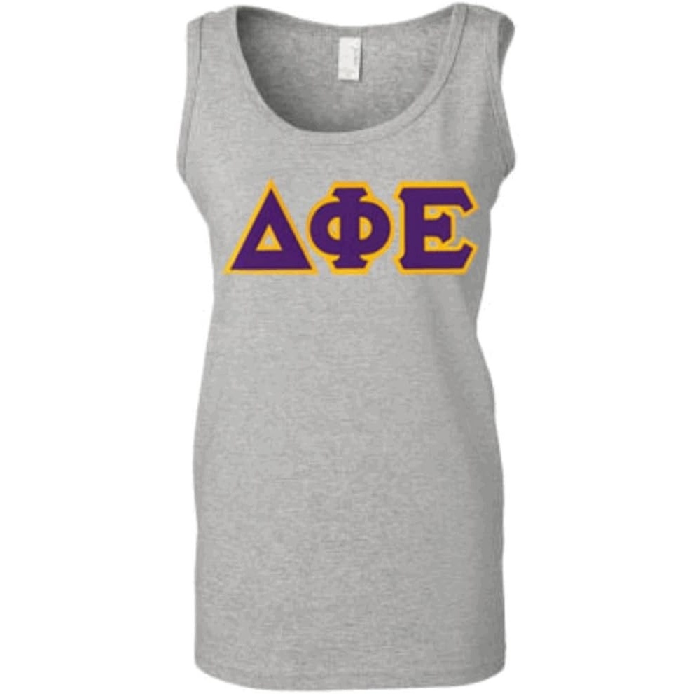 image:imageDelta Phi Epsilon Lettered Ladies Tank TopGrey
