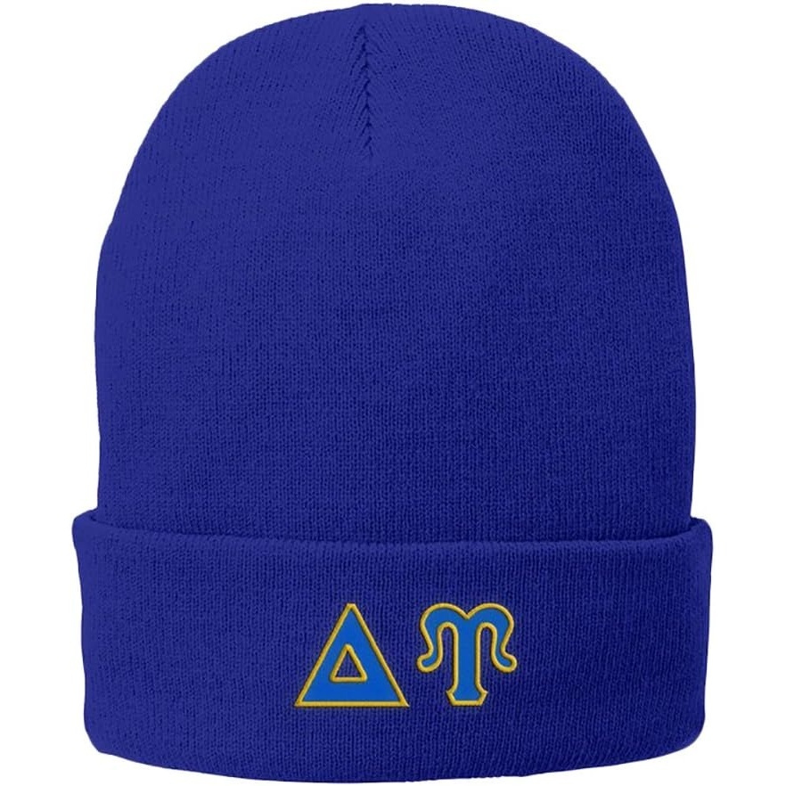 image:imageDelta Upsilon Du Big Greek Lettered Knit CapAthletic Royal