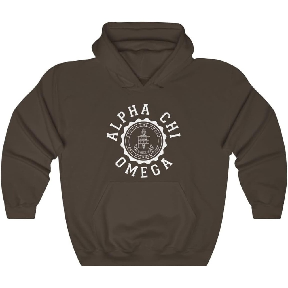 image:imageGreekgear Alpha Chi Omega Unisex College Seal HoodieDark Chocolate