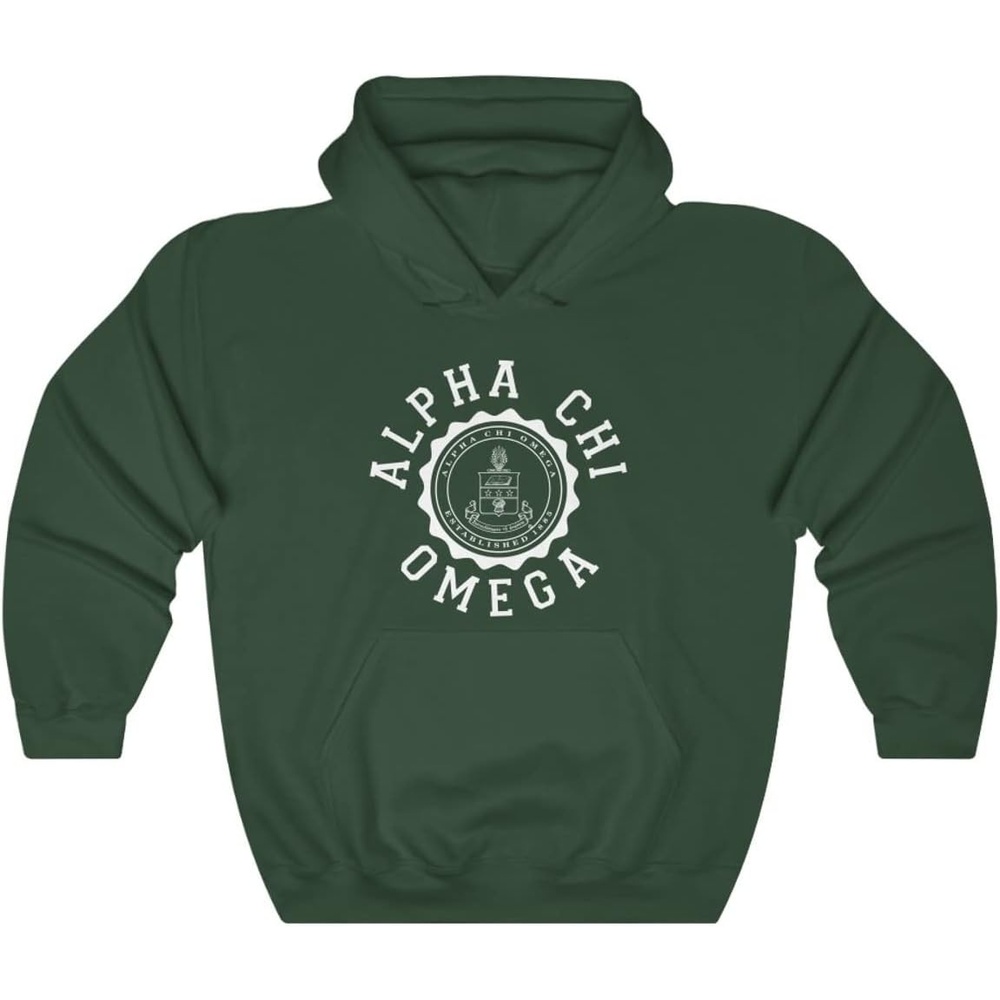 image:imageGreekgear Alpha Chi Omega Unisex College Seal HoodieForest Green