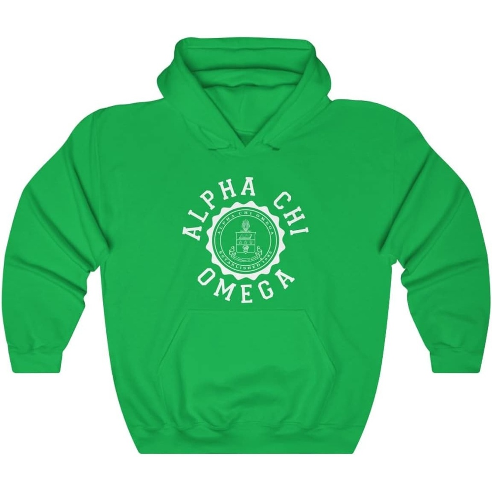 image:imageGreekgear Alpha Chi Omega Unisex College Seal HoodieIrish Green