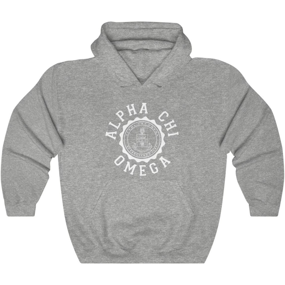 image:imageGreekgear Alpha Chi Omega Unisex College Seal HoodieSport Grey