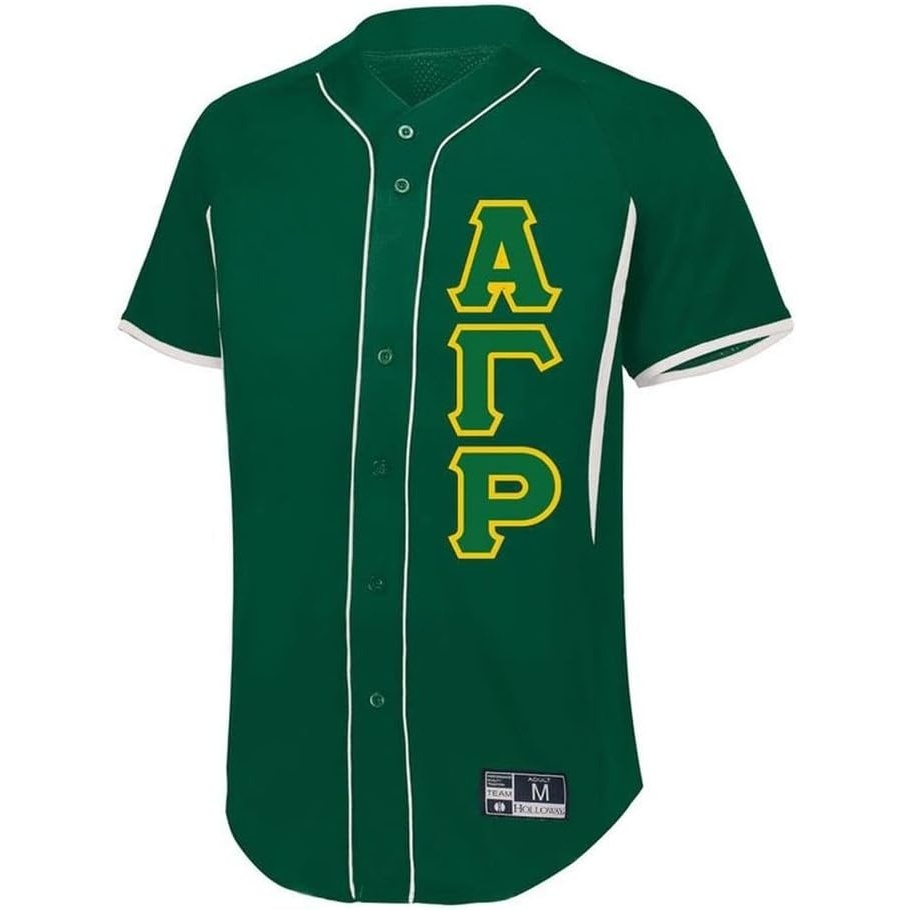image:imageGreekgear Alpha Gamma Rho Lettered Baseball JerseyForestWhite