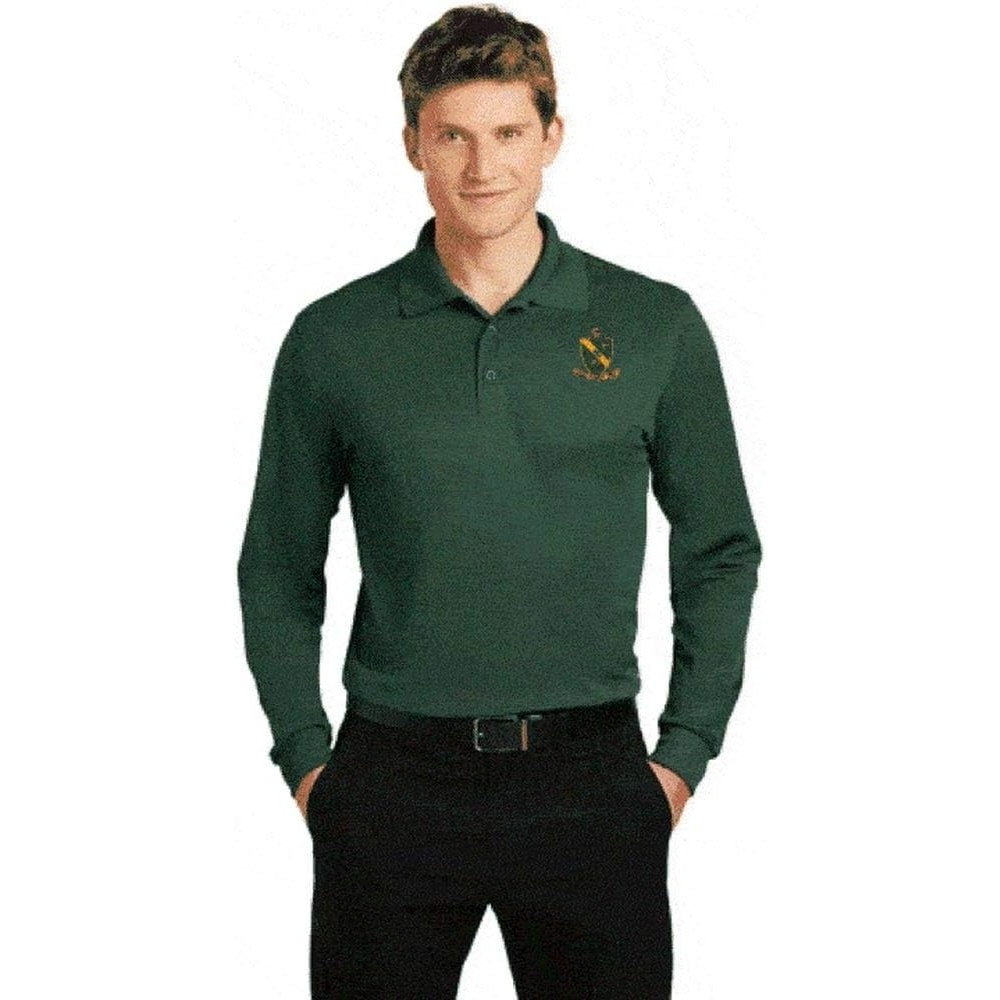 image:imageGreekgear Alpha Gamma Rho Patch Long Sleeve PoloDark Green