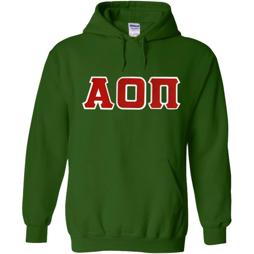 image:imageGreekgear Alpha Omicron Pi Lettered Hooded SweatshirtForest Green