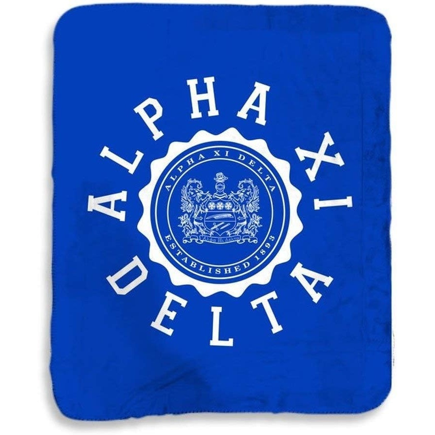 image:imageGreekgear Alpha Xi Delta Seal Sherpa Lap Blanket Royal Blue