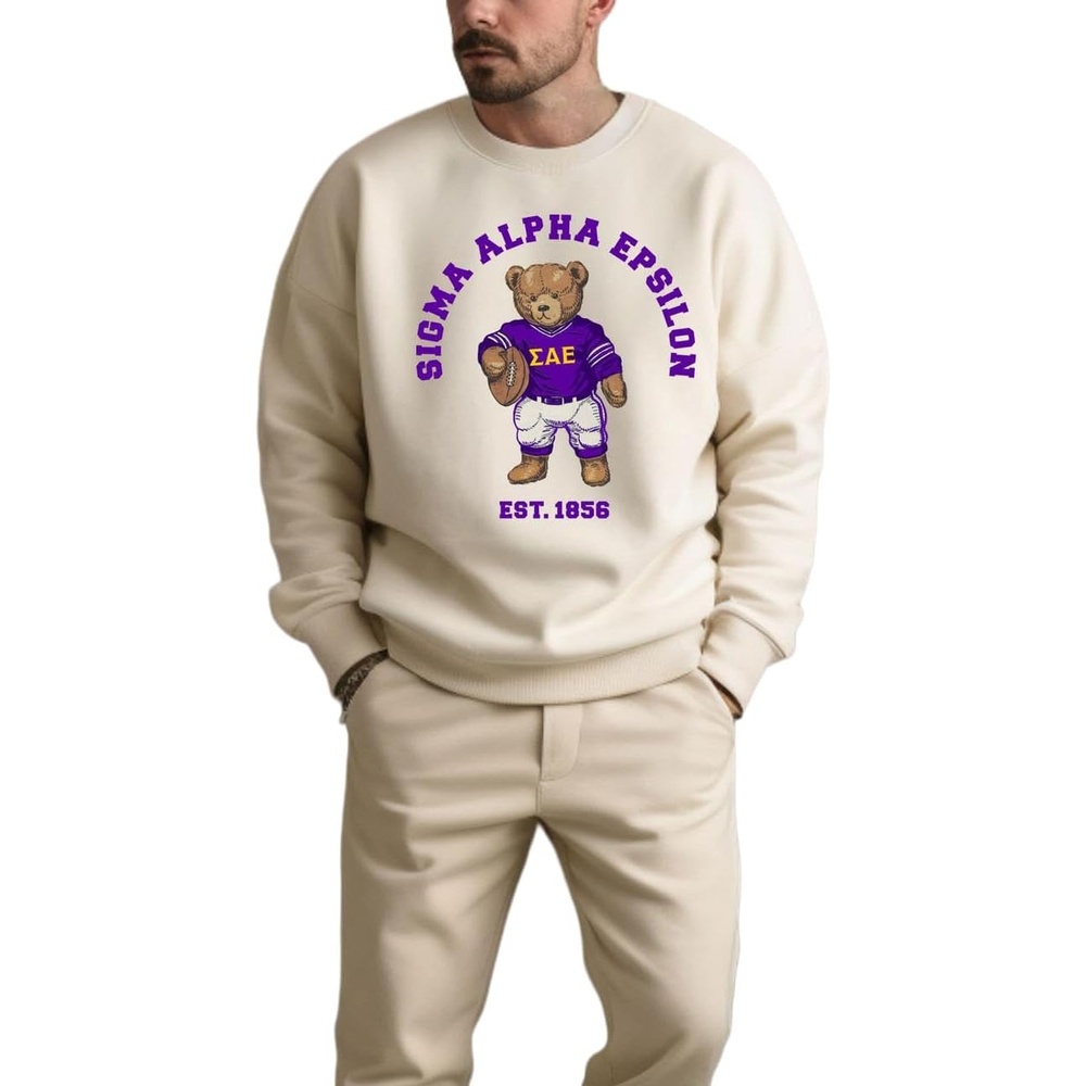 image:imageGreekgear Sigma Alpha Epsilon Teddy Bear Crewneck SweatshirtSand