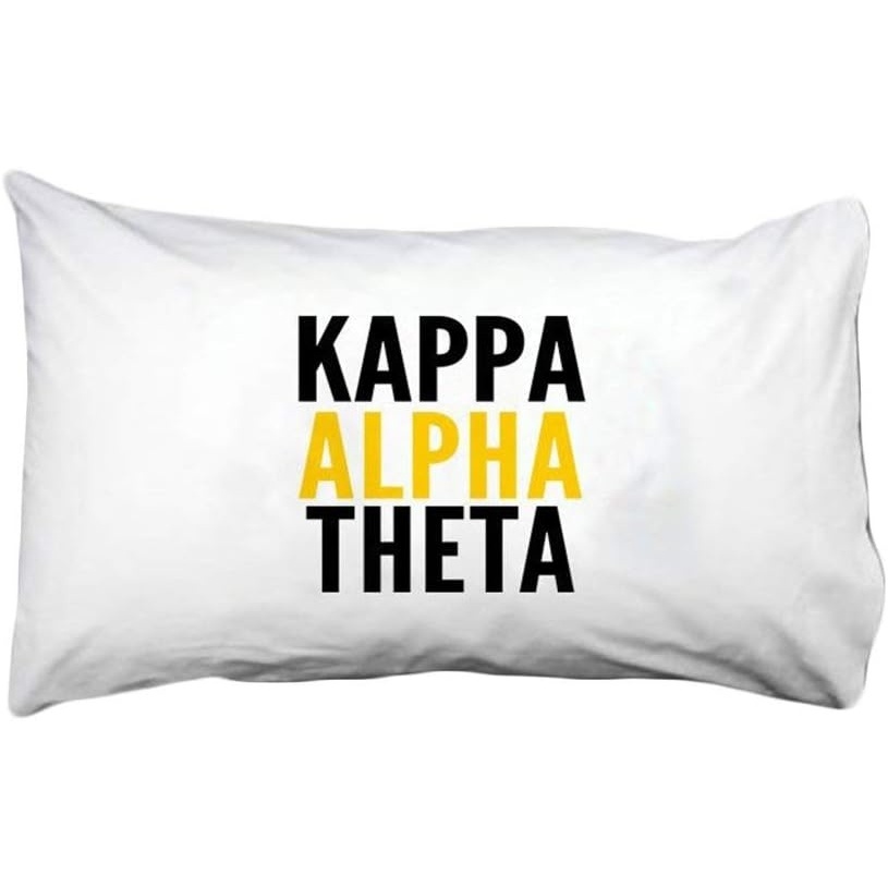 image:imageKappa Alpha Theta Name Stack Pillow Cover White wBlackGold Imprint Color
