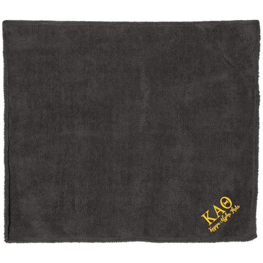 image:imageKappa Alpha Theta Sherpa Blanket Charcoal wLight Gold Thread Color