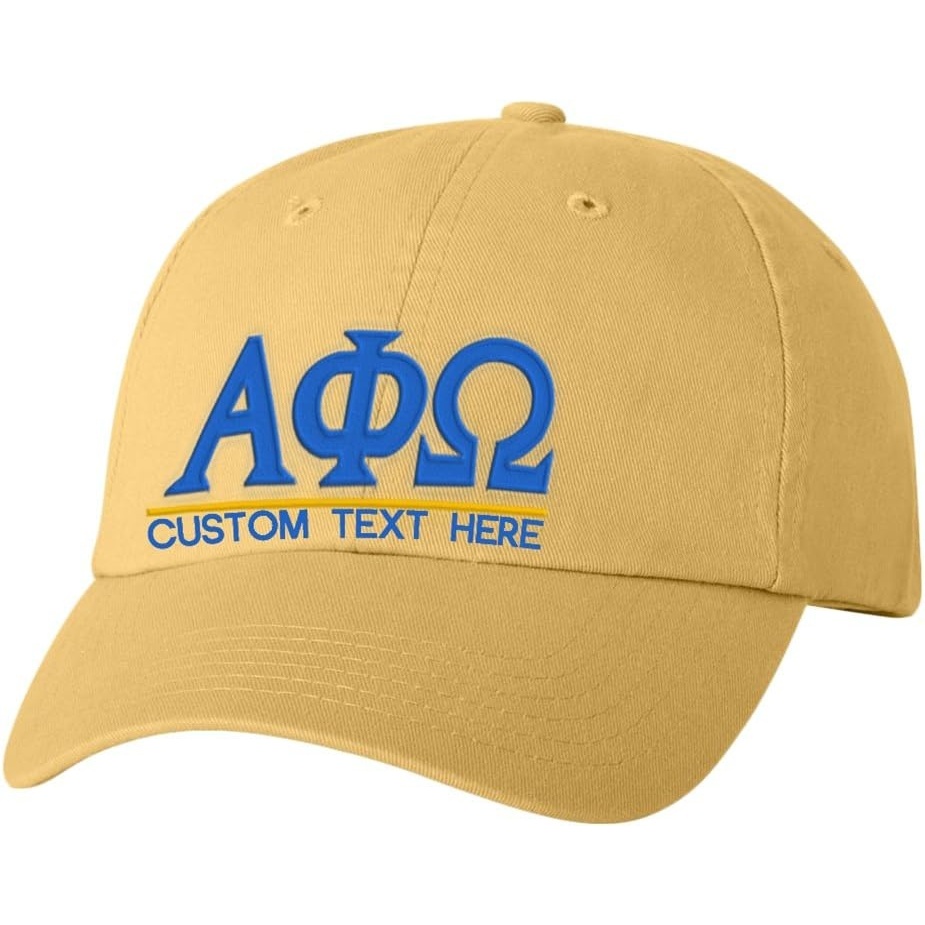 image:imagePersonalized Alpha Phi Omega Greek Line HatLight Gold