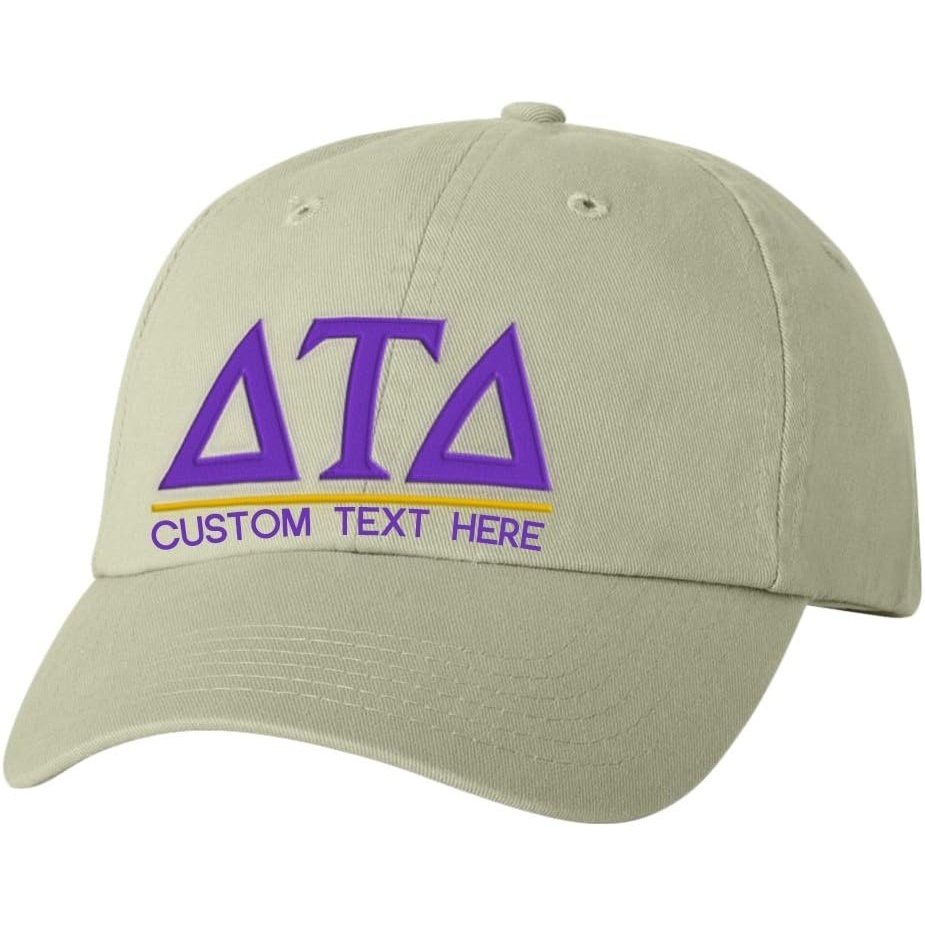image:imagePersonalized Delta Tau Delta DTD Greek Line HatTan