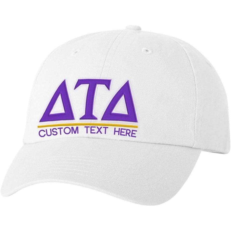 image:imagePersonalized Delta Tau Delta DTD Greek Line HatWhite