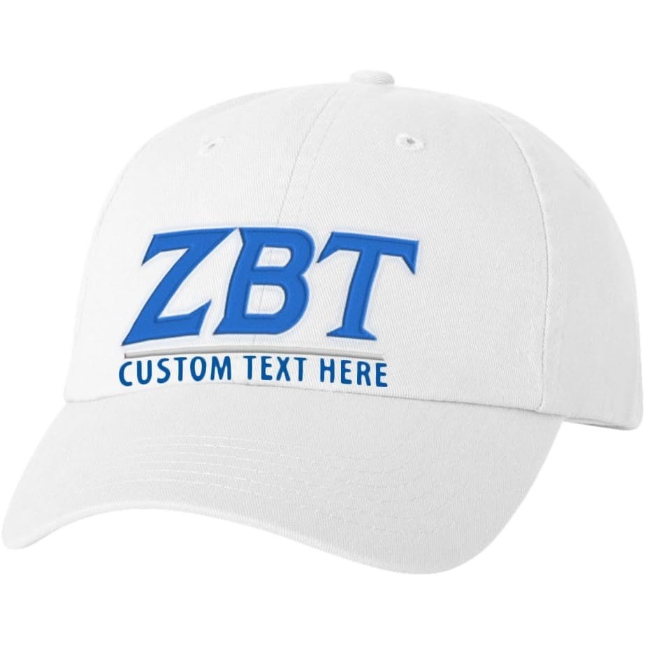 image:imagePersonalized Zeta Beta Tau ZBT Greek Line HatWhite