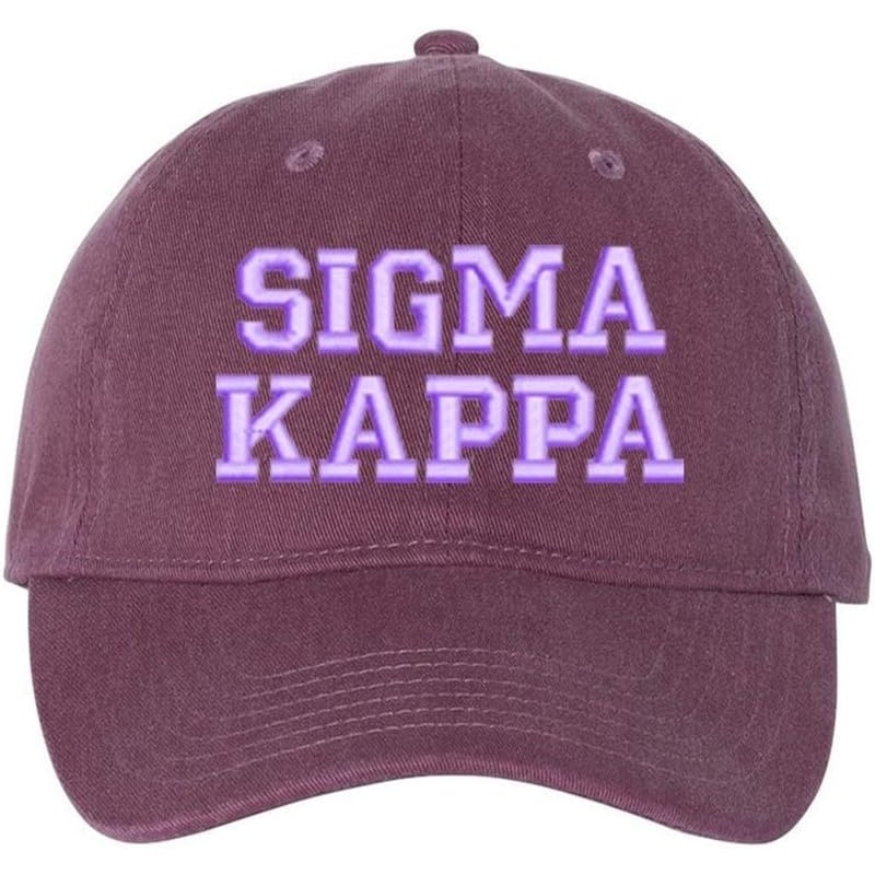 image:imageSigma Kappa Pigment Dyed Baseball CapVineyard WLilac Thread Color