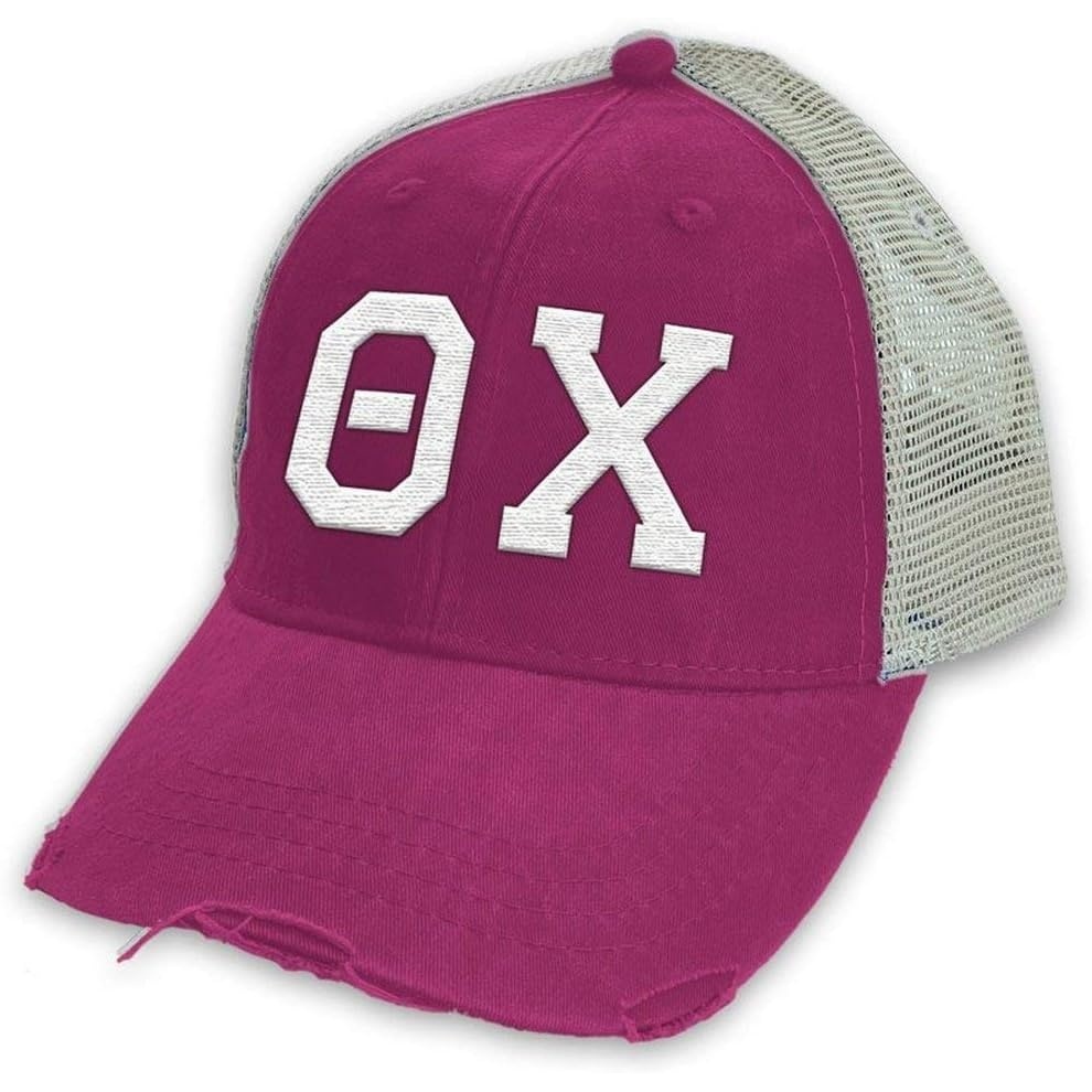 image:imageTheta Chi Distressed Trucker HatRed Tan