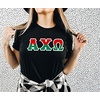 Alpha Chi Omega Two Tone Greek Lettered T-Shirt(Black)