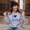 Delta Delta Delta I Love Crewneck Sweatshirt(Light Grey)