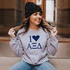 I Love Alpha Xi Delta Crewneck Sweatshirt(Light Grey)