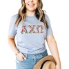 Alpha Chi Omega Lettered Greek Short Sleeve T-Shirt(Ice Blue)