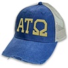 Alpha Tau Omega ATO Distressed Trucker Hat Royal/Tan
