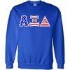 Alpha Xi Delta Greek Letter American Flag Crewneck(Royal Blue)