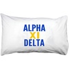 Alpha Xi Delta Name Stack Pillow Cover White w/Royal Blue/Gold Imprint Color