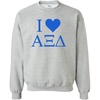I Love Alpha Xi Delta Crewneck Sweatshirt(Light Grey)