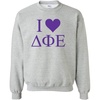 I Love Delta Phi Epsilon DPHIE Crewneck Sweatshirt(Light Grey)
