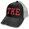 Tau Kappa Epsilon TKE Distressed Trucker Hat Black/Tan