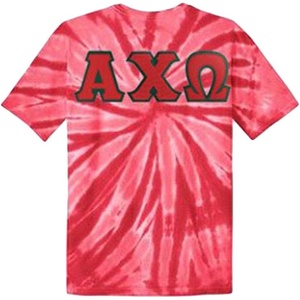 Alpha Chi Omega Lettered Tie-Dye T-Shirts(Red)