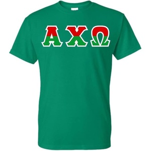 Alpha Chi Omega Two Tone Greek Lettered T-Shirt(Kelly Green)