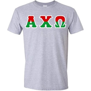 Alpha Chi Omega Two Tone Greek Lettered T-Shirt(Sports Grey)