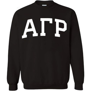 Alpha Gamma Rho Arched Greek Letter Crewneck Sweatshirt Black(Black)