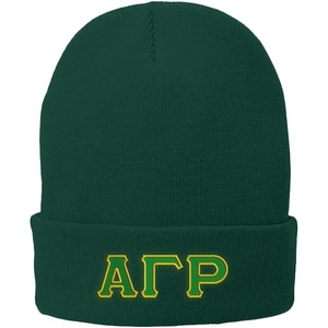 Alpha Gamma Rho Big Greek Lettered Knit Cap(Athletic Green W/Kelly Green/Light Gold Thread Col)