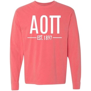 Alpha Omicron Pi Custom Greek Lettered Long Sleeve T-Shirt(Watermelon)