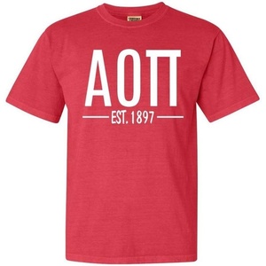 Alpha Omicron Pi Custom Greek Lettered Short Sleeve T-Shirt(Red)