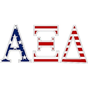 Alpha Xi Delta American Flag Greek Letter Sticker – 2.5″ Tall
