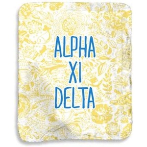 Alpha Xi Delta Floral Sherpa Lap Blanket Multicolored