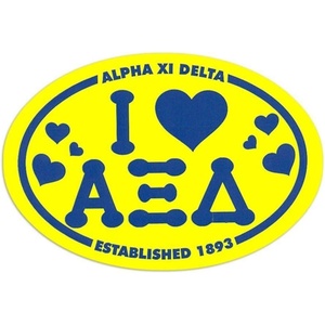 Alpha Xi Delta I Love Sorority Sticker – Oval